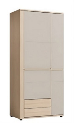 Arte Oslo 2 Door Wardrobe In Oak Riva & Cashmere - Hinged Closet With Drawers For Calm, Organised Bedrooms - image 1