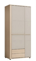 Arte Oslo 2 Door Wardrobe In Oak Riva & Cashmere - Hinged Closet With Drawers For Calm, Organised Bedrooms - thumbnail 1