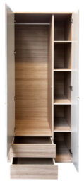 Arte Oslo 2 Door Wardrobe In Oak Riva & Cashmere - Hinged Closet With Drawers For Calm, Organised Bedrooms - thumbnail 2