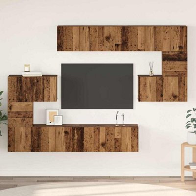 Berkfield Tv Cabinet Set 8 Pcs Old Wood 80 X 30 X 30 Cm Engineered Wood - image 1