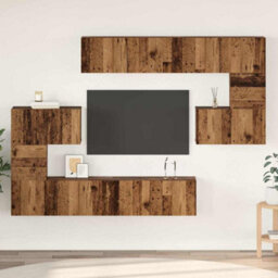 Berkfield Tv Cabinet Set 8 Pcs Old Wood 80 X 30 X 30 Cm Engineered Wood - thumbnail 1