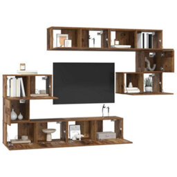 Berkfield Tv Cabinet Set 8 Pcs Old Wood 80 X 30 X 30 Cm Engineered Wood - thumbnail 3