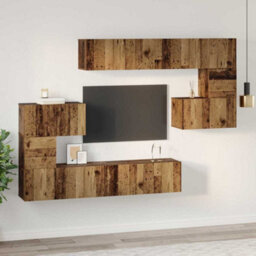Berkfield Tv Cabinet Set 8 Pcs Old Wood 80 X 30 X 30 Cm Engineered Wood - thumbnail 4