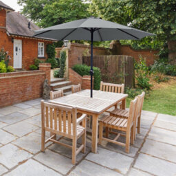 Glamhaus Garden Parasol Table Umbrella 2.7M Crank Handle, Uv40 Protection, Includes Protection Cover, Robust Steel - Dark Grey - thumbnail 6