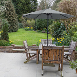 Glamhaus Garden Parasol Table Umbrella 2.7M Crank Handle, Uv40 Protection, Includes Protection Cover, Robust Steel - Dark Grey - thumbnail 5