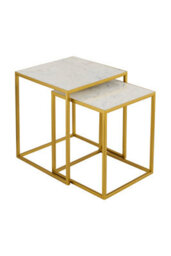 Aspect Furniture Marche Marble Nest Of 2 Tables In White With Gold Metal Bases - thumbnail 2
