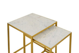 Aspect Furniture Marche Marble Nest Of 2 Tables In White With Gold Metal Bases - thumbnail 5