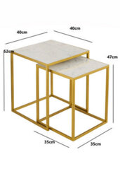 Aspect Furniture Marche Marble Nest Of 2 Tables In White With Gold Metal Bases - thumbnail 3