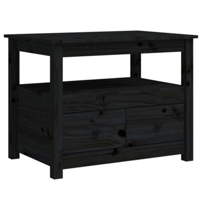 Berkfield Coffee Table Black 71X49X55 Cm Solid Wood Pine - image 1
