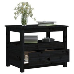 Berkfield Coffee Table Black 71X49X55 Cm Solid Wood Pine - thumbnail 6