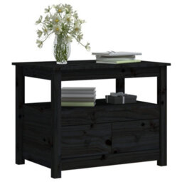 Berkfield Coffee Table Black 71X49X55 Cm Solid Wood Pine - thumbnail 5