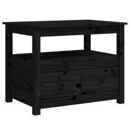 Berkfield Coffee Table Black 71X49X55 Cm Solid Wood Pine - thumbnail 1