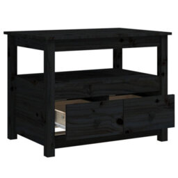 Berkfield Coffee Table Black 71X49X55 Cm Solid Wood Pine - thumbnail 8
