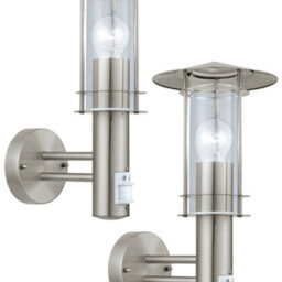 2 Pack Outdoor Ip44 Wall Light With Pir Sensor - Modern Stainless Steel Lantern 60W E27 - thumbnail 1