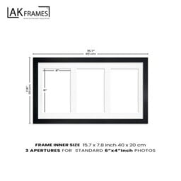 AK Frames 40X20Cm Mustard Yellow Modern Multi Photo Frame With White Mount - Holds 3 Apertures (3X) 6X4 Photos - thumbnail 4