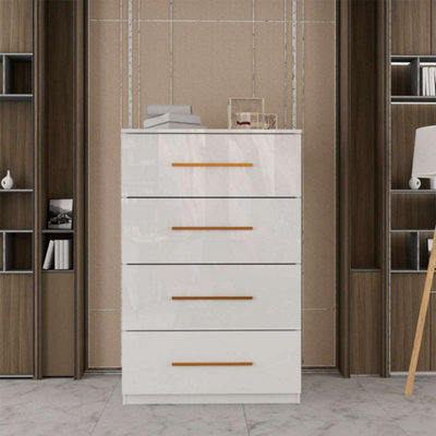 Sliding Wardrobes 4 u LTD Modern Chest Of Drawers High Gloss 4 Drawers Storage Options - White - image 1