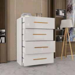 Sliding Wardrobes 4 u LTD Modern Chest Of Drawers High Gloss 4 Drawers Storage Options - White - thumbnail 2