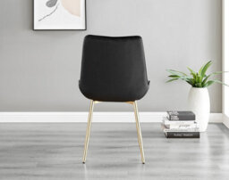 Furniturebox Uk Novara 100Cm Round Gold Leg Dining Table & 2 Black Pesaro Gold Leg Chairs - thumbnail 8