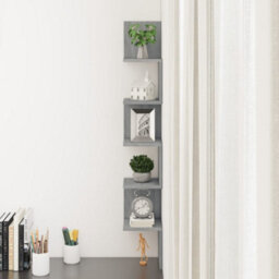 Berkfield Wall Corner Shelf Grey Sonoma 20X20X127.5 Cm Engineered Wood - thumbnail 6