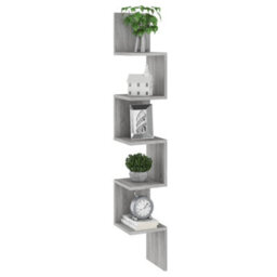 Berkfield Wall Corner Shelf Grey Sonoma 20X20X127.5 Cm Engineered Wood - thumbnail 5