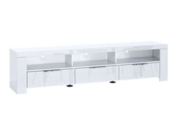 Furneo 200Cm White Long Tv Stand Unit Cabinet Matt & High Gloss White Led Lights Phantom 10 - thumbnail 8