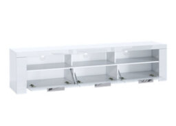 Furneo 200Cm White Long Tv Stand Unit Cabinet Matt & High Gloss White Led Lights Phantom 10 - thumbnail 7