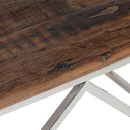 Berkfield Coffee Table Silver Stainless Steel And Solid Sleeper Wood - thumbnail 7