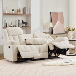 Lovell 3 Seat Recliner Sofa With Central Console - Cream