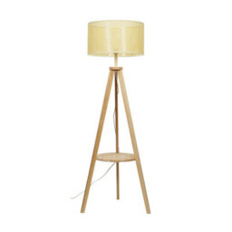 Valuelights Morrigan Natural Wood Shelf Tripod Floor Lamp With Wicker Shade And Bulb - thumbnail 4