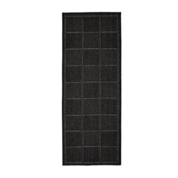 Melrose County Flatweave Black Check Design Indoor Non-Slip Medium Area Runner Rug 060/180Cm - thumbnail 4