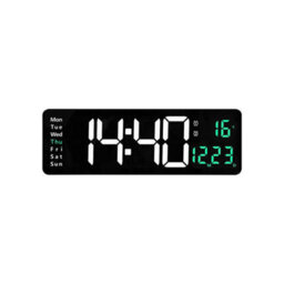 Green 13 Inch Led Digital Wall Clock Desk Clock Calendar Temperature - thumbnail 4