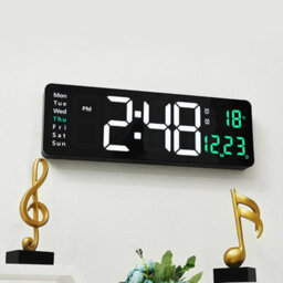 Green 13 Inch Led Digital Wall Clock Desk Clock Calendar Temperature - thumbnail 5