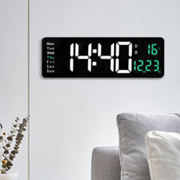 Green 13 Inch Led Digital Wall Clock Desk Clock Calendar Temperature - thumbnail 6