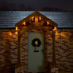 200 Warm White Snowfall Led Icicle Lights With Timer Clear Cable - thumbnail 1