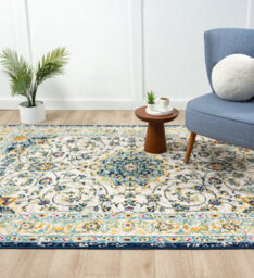 San Marino Living Room Area Rug - Low Pile Medallion Floral Design Muti Coloured 200Cm X 290Cm - thumbnail 3