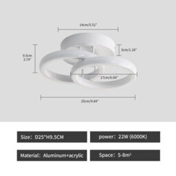 Pheashine Led Ceiling Light, 6500K, Modern Creative Design, Suitable For Hallways, Bedrooms, And Living Rooms (White) - thumbnail 3