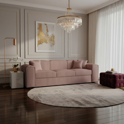 Santos Living Room Sofa Bed Chipboard Frame Polyurethane Foam Wave Springs Freestanding 252X88X79Cm Pink - image 1