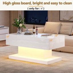 High Gloss Lift Up Coffee Table With Storage And Height-Adjustable Tabletop - thumbnail 3