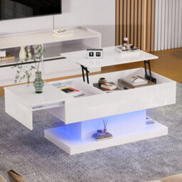 High Gloss Lift Up Coffee Table With Storage And Height-Adjustable Tabletop - thumbnail 1