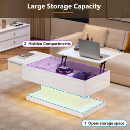 High Gloss Lift Up Coffee Table With Storage And Height-Adjustable Tabletop - thumbnail 2