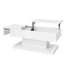 High Gloss Lift Up Coffee Table With Storage And Height-Adjustable Tabletop - thumbnail 9