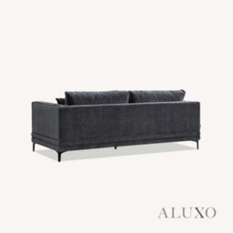 Aluxo Lenox Modern Boucle 3 Seater Sofa Steel Mermaid Velvet Grey Soft Deep Cushion Set - thumbnail 9