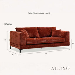 Aluxo Lenox Modern Boucle 3 Seater Sofa Steel Mermaid Velvet Grey Soft Deep Cushion Set - thumbnail 6