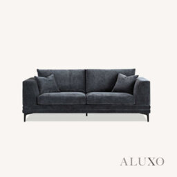 Aluxo Lenox Modern Boucle 3 Seater Sofa Steel Mermaid Velvet Grey Soft Deep Cushion Set - thumbnail 7