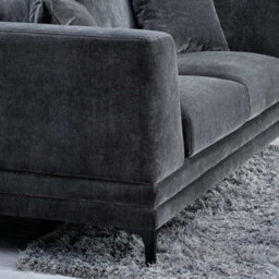 Aluxo Lenox Modern Boucle 3 Seater Sofa Steel Mermaid Velvet Grey Soft Deep Cushion Set - thumbnail 4