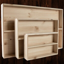 Woodeedoo Set Of 3 Wall Mounted 2 Tier Shallow Wooden Display Shelves Unfinished Pine For Craft Decoration Miniatures Storage Use