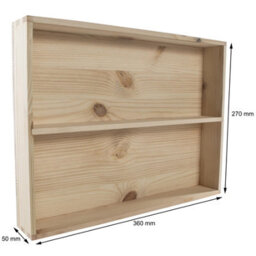 Woodeedoo Set Of 3 Wall Mounted 2 Tier Shallow Wooden Display Shelves Unfinished Pine For Craft Decoration Miniatures Storage Use - thumbnail 5