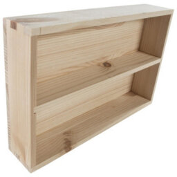 Woodeedoo Set Of 3 Wall Mounted 2 Tier Shallow Wooden Display Shelves Unfinished Pine For Craft Decoration Miniatures Storage Use - thumbnail 4