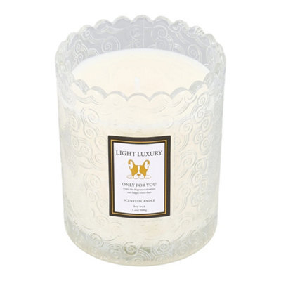 Living And Home Translucent Embossing Glass Cup Soy Wax English Pear And Freesia Scented Candle, 16-Hour Burn - image 1