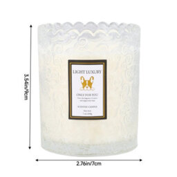 Living And Home Translucent Embossing Glass Cup Soy Wax English Pear And Freesia Scented Candle, 16-Hour Burn - thumbnail 5